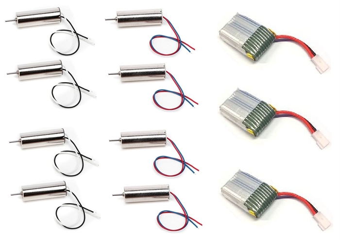 Micro Drone Quad Rotor 8 X 7mm CUP Motors Reversible Wires 3 7V 240mAh